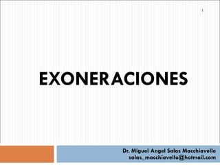 1




EXONERACIONES


       Dr. Miguel Angel Salas Macchiavello
         salas_macchiavello@hotmail.com
 
