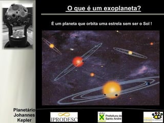 O que é um exoplaneta?
É um planeta que orbita uma estrela sem ser o Sol !
 