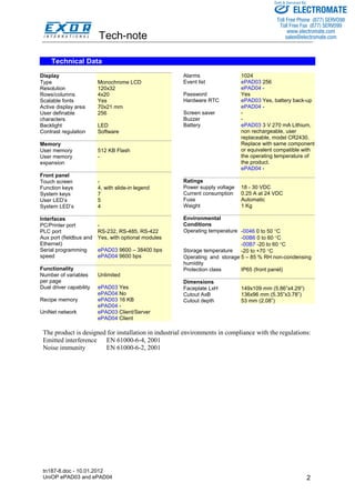 Exor e pap03_epad04_specsheet | PDF