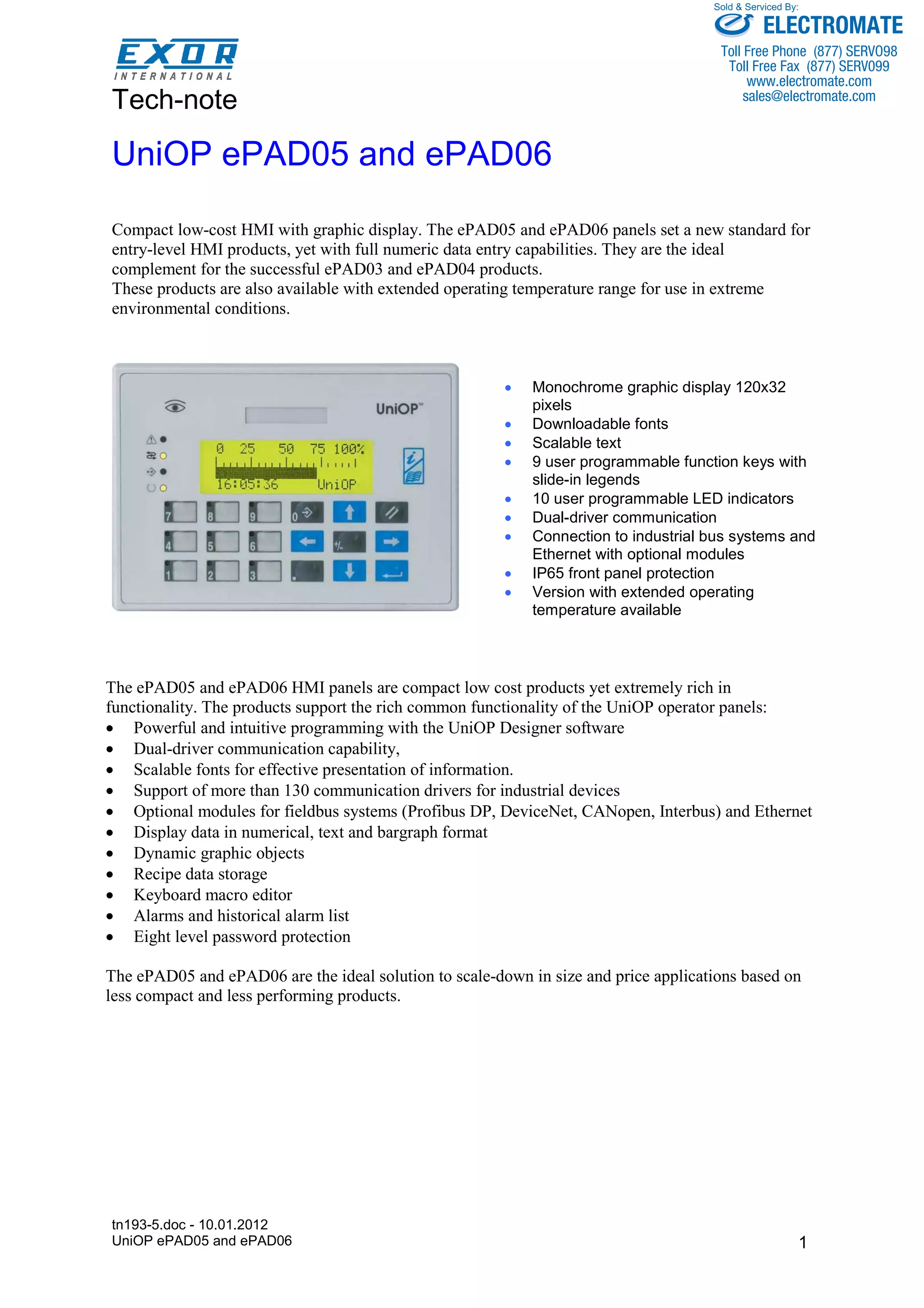 Exor e pap05_epad06_specsheet | PDF