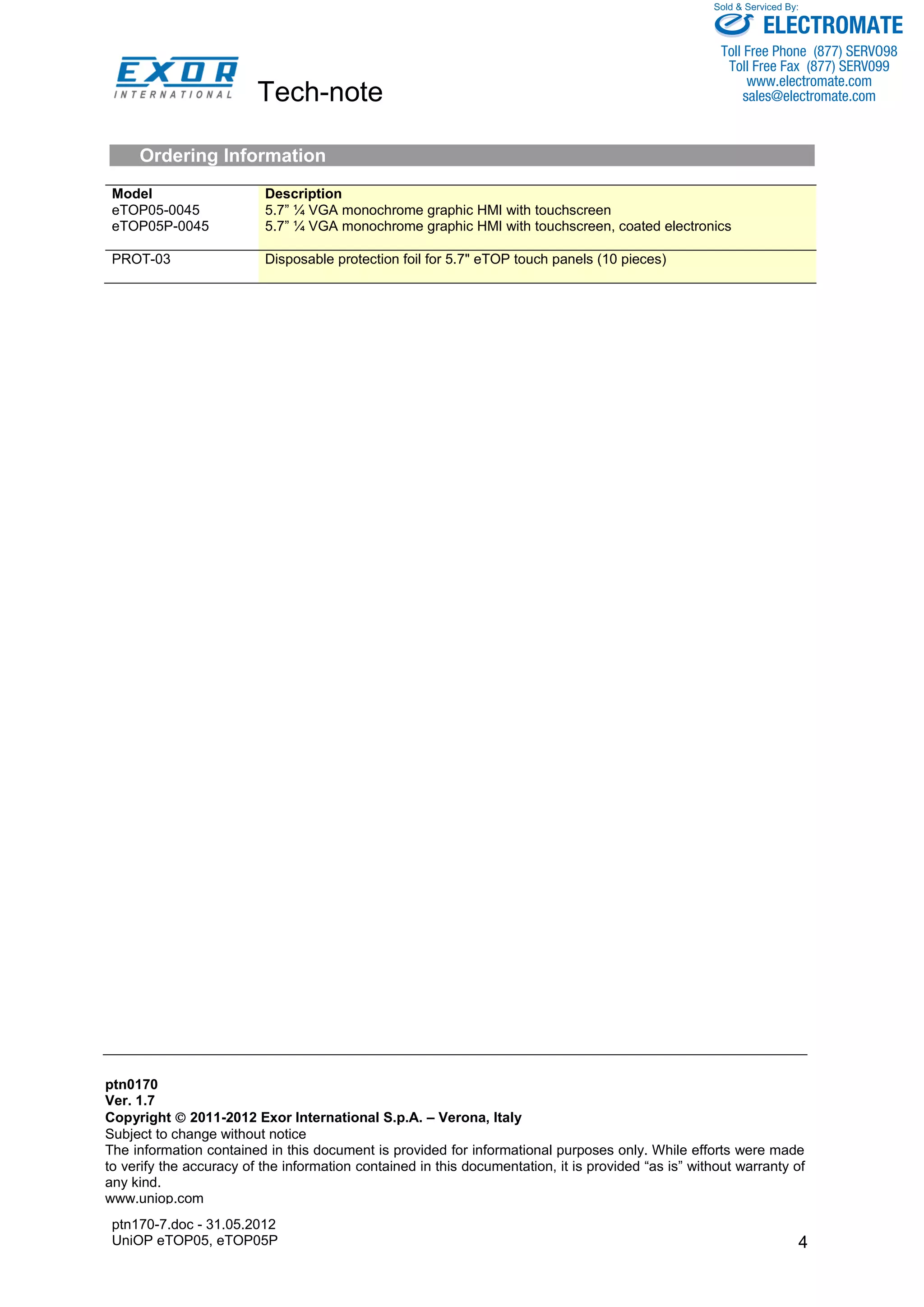 Exor e top05_specsheet | PDF