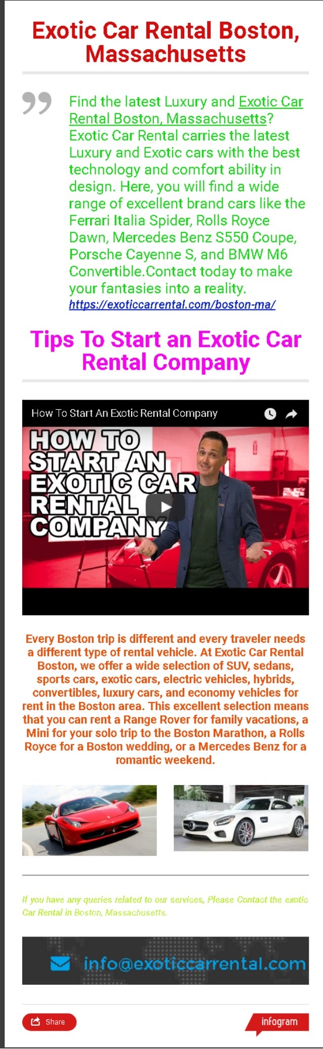 Exotic Car Rental Boston, Massachusetts Exotic Car Rental Boston, Massachusetts