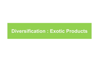 Diversification : Exotic Products
 