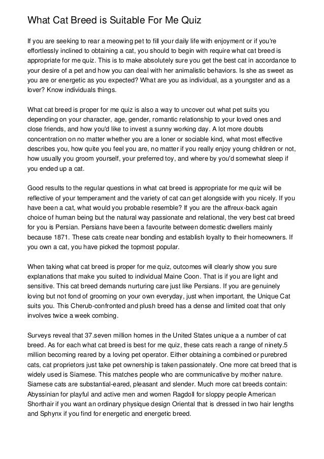 What Cat Breed is Suitable For Me Quiz