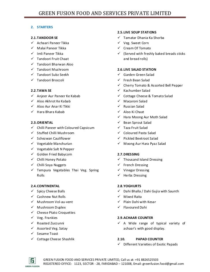 Wedding Food List Burge Bjgmc Tb Org