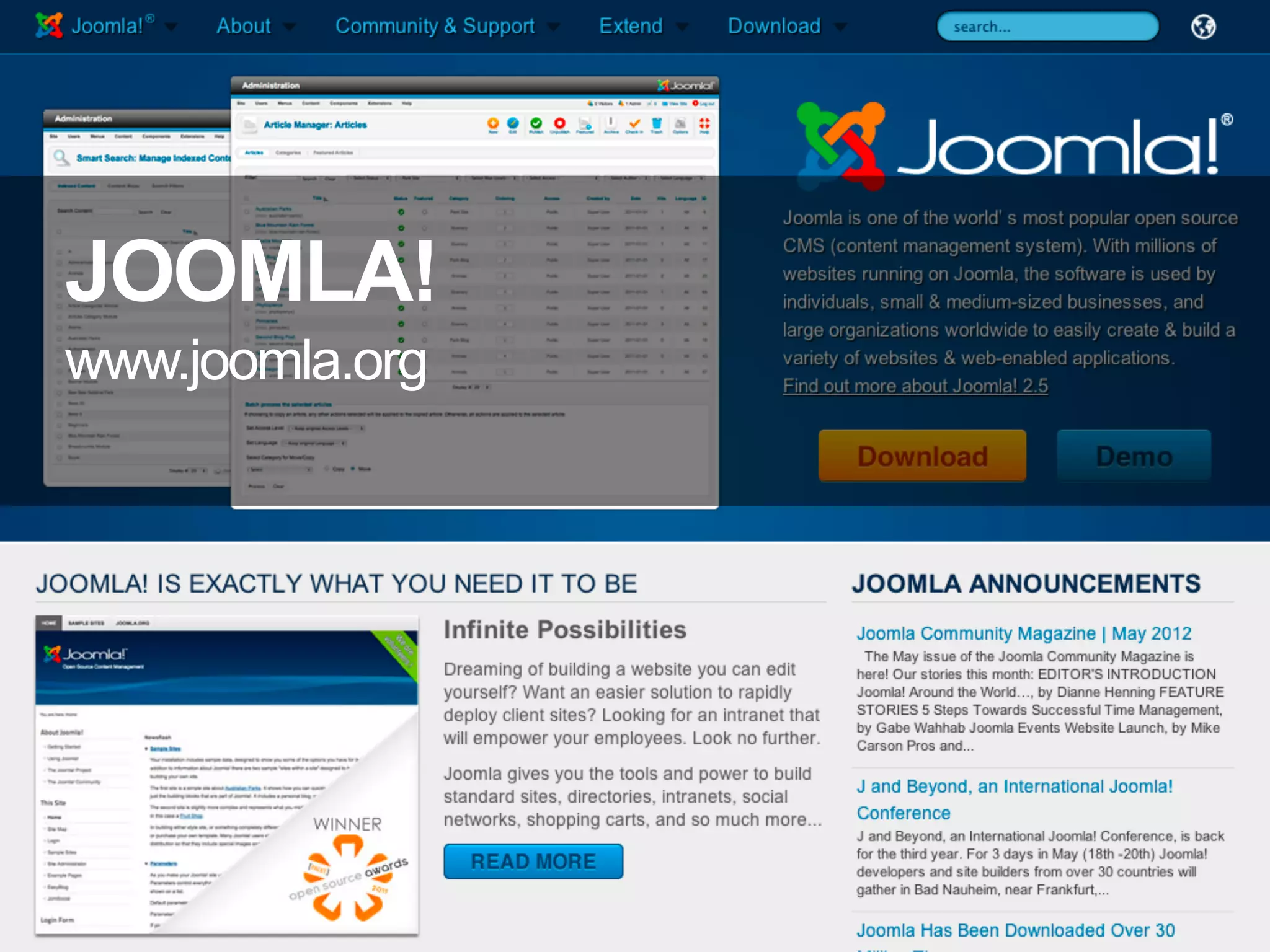 JOOMLA!
www.joomla.org
 