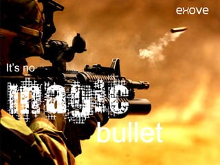 Not a magic bullet 1/2Apache SOLR is a hassle with all the java containers and such, you’ll probably have to run it on a separate serverYou should always run stuff through Drupal or a script that will authenticate and authorize calls to SOLR (SOLR shouldn’t be exposed, unless all the data is public)Sometimes the extra server might be better to use on an extra MySQL nodeSometimes you can just fix your stuff and make it as fast as it would be on Apache SOLR