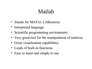 Comprehensive Introduction to MATLAB Programming and Visualization | PPT
