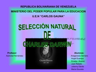 Profesor: Alumnos:
Asdrúbal Hernández Anagenesis Serrano
Angel Guanipa
Emelys Álvarez
Juan Rebeto
Julianny Dávila
María Gouveia
REPUBLICA BOLIVARIANA DE VENEZUELA
MINISTERIO DEL PODER POPULAR PARA LA EDUCACION
U.E.N “CARLOS GAUNA”
 