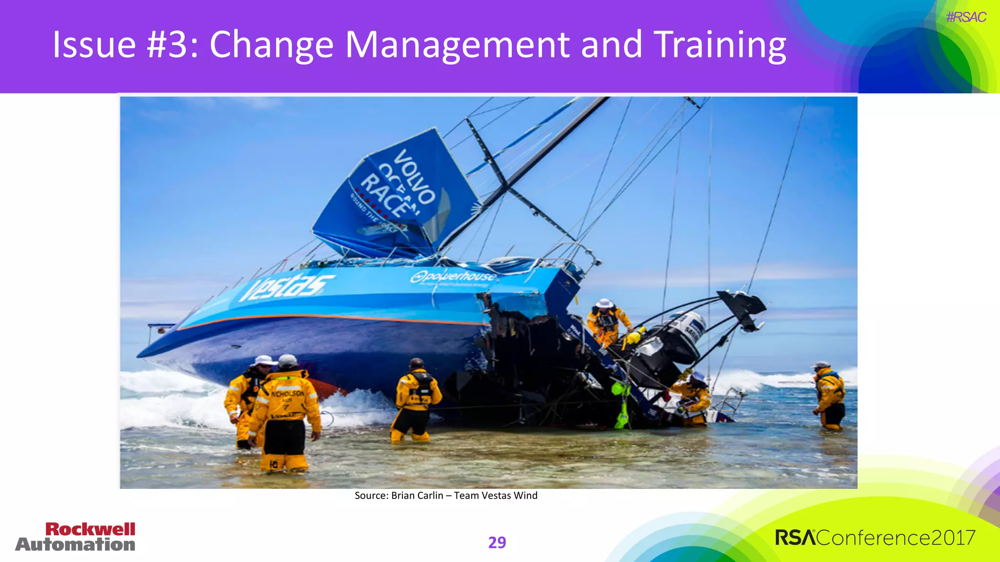 #RSAC
Issue	#3:	Change	Management	and	Training
Source:	Brian	Carlin	– Team	Vestas Wind
29
 