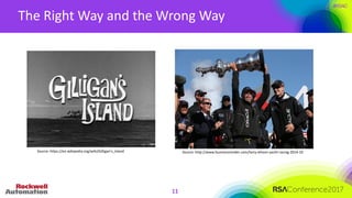 #RSAC
The	Right	Way	and	the	Wrong	Way
Source:	https://en.wikipedia.org/wiki/Gilligan's_Island Source:	http://www.businessinsider.com/larry-ellison-yacht-racing-2014-10
11
 