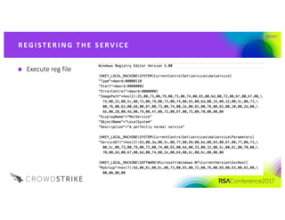 #RSAC
R EG I ST E R I NG 	 T H E 	 S E RV I C E
Execute	reg file
 