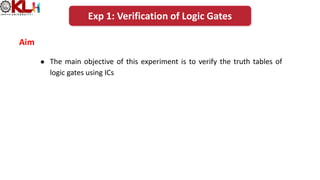 Exp 01 Verification of Logic Gates ddca. | PDF