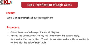 Exp 01 Verification of Logic Gates ddca. | PDF