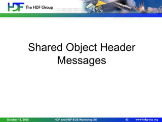 Shared Object Header
Messages

October 15, 2008

HDF and HDF-EOS Workshop XII

43

 