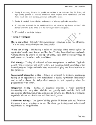 Software testing techniques | DOCX