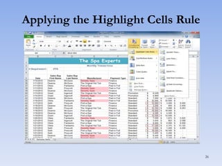 Applying the Highlight Cells Rule

26

 