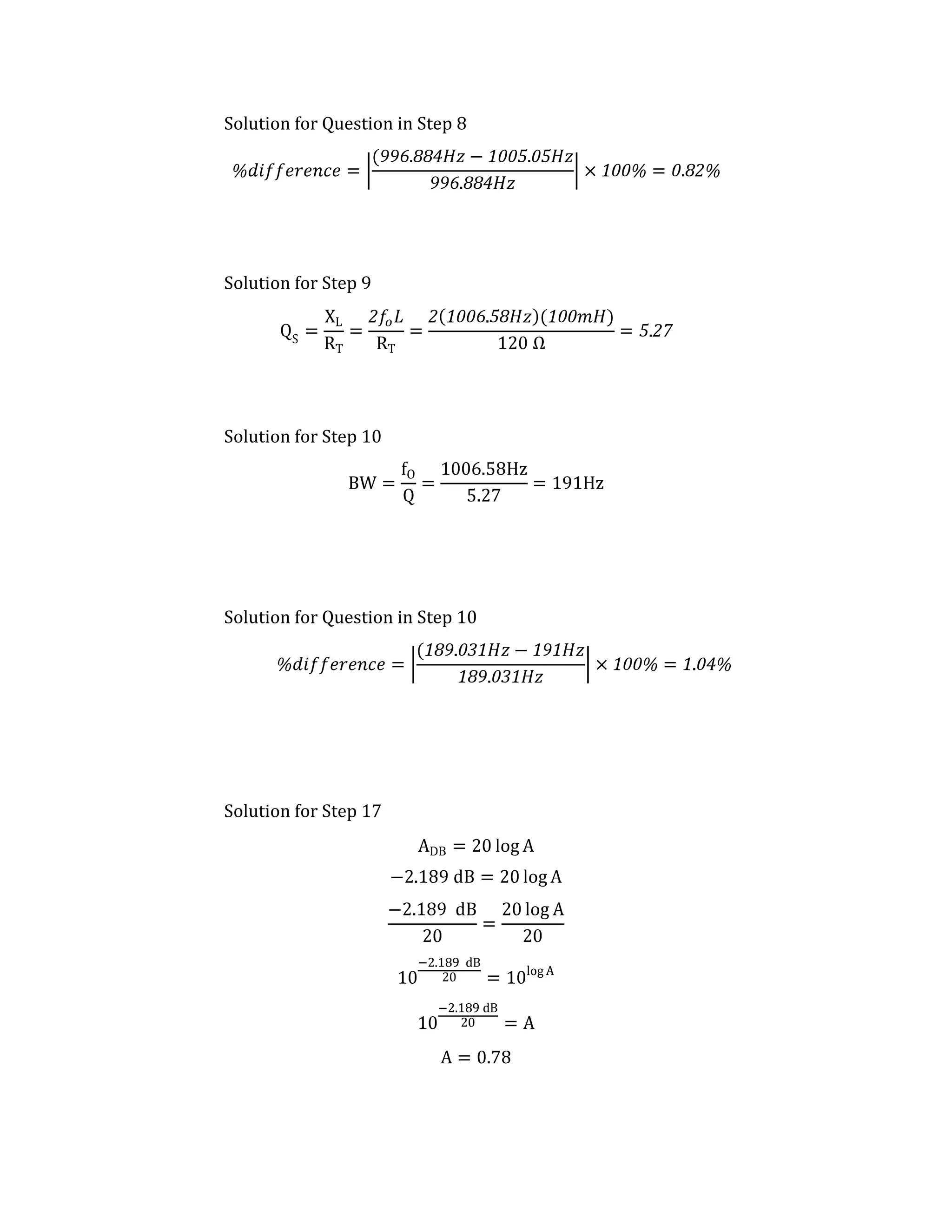 Solution for Question in Step 8




Solution for Step 9




Solution for Step 10




Solution for Question in Step 10




Solution for Step 17
 
