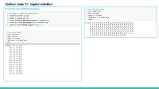 Python code for implementation:
# importing required libraries/packages
 
