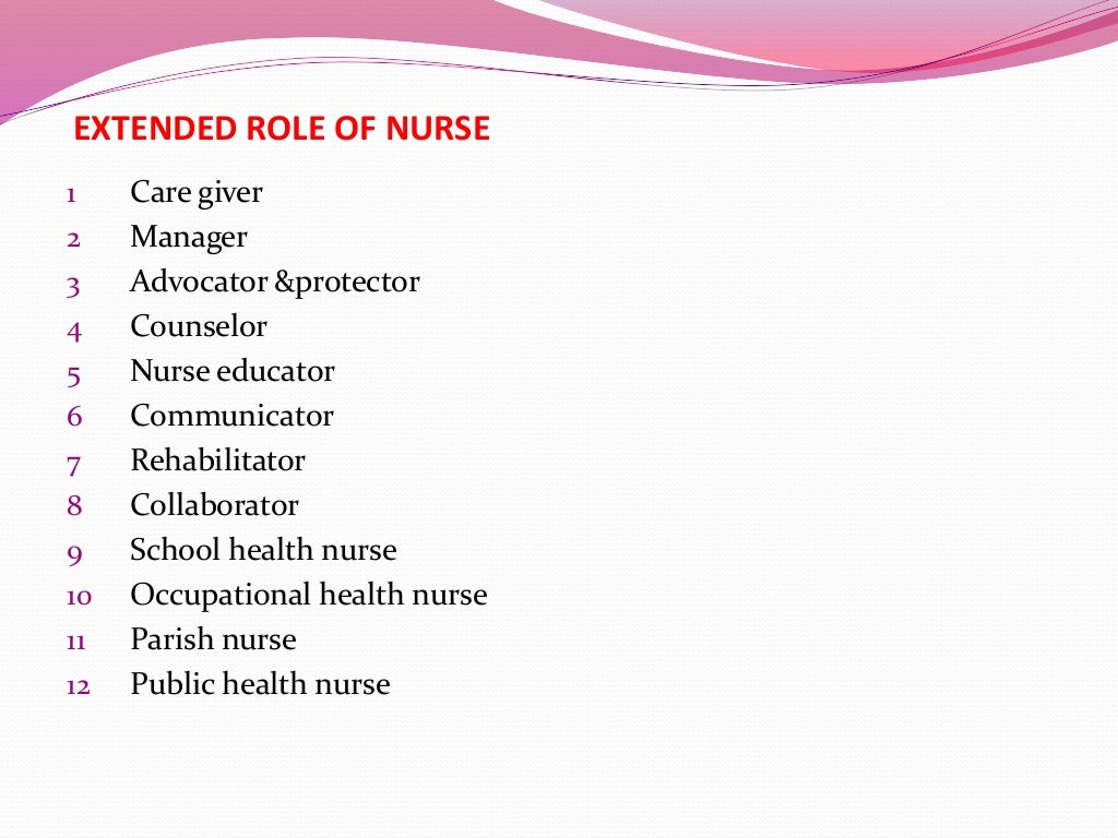Expanded And Extended Role Of Nurses
