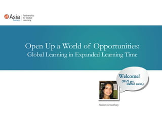 Open Up and Globalization
      China World of Opportunities:
ChinaLearning in Globalization
                and ExpandedLanguagesTime
   Students asaLinguists and Diplomats:
Eight Principles for Creative World Learning Teaching
      Global
 