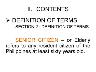 Expanded senior citizen act