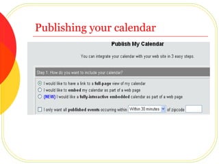 Publishing your calendar 