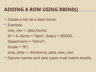 How to Add Columns and Rows in an R Data Frame | PPTX