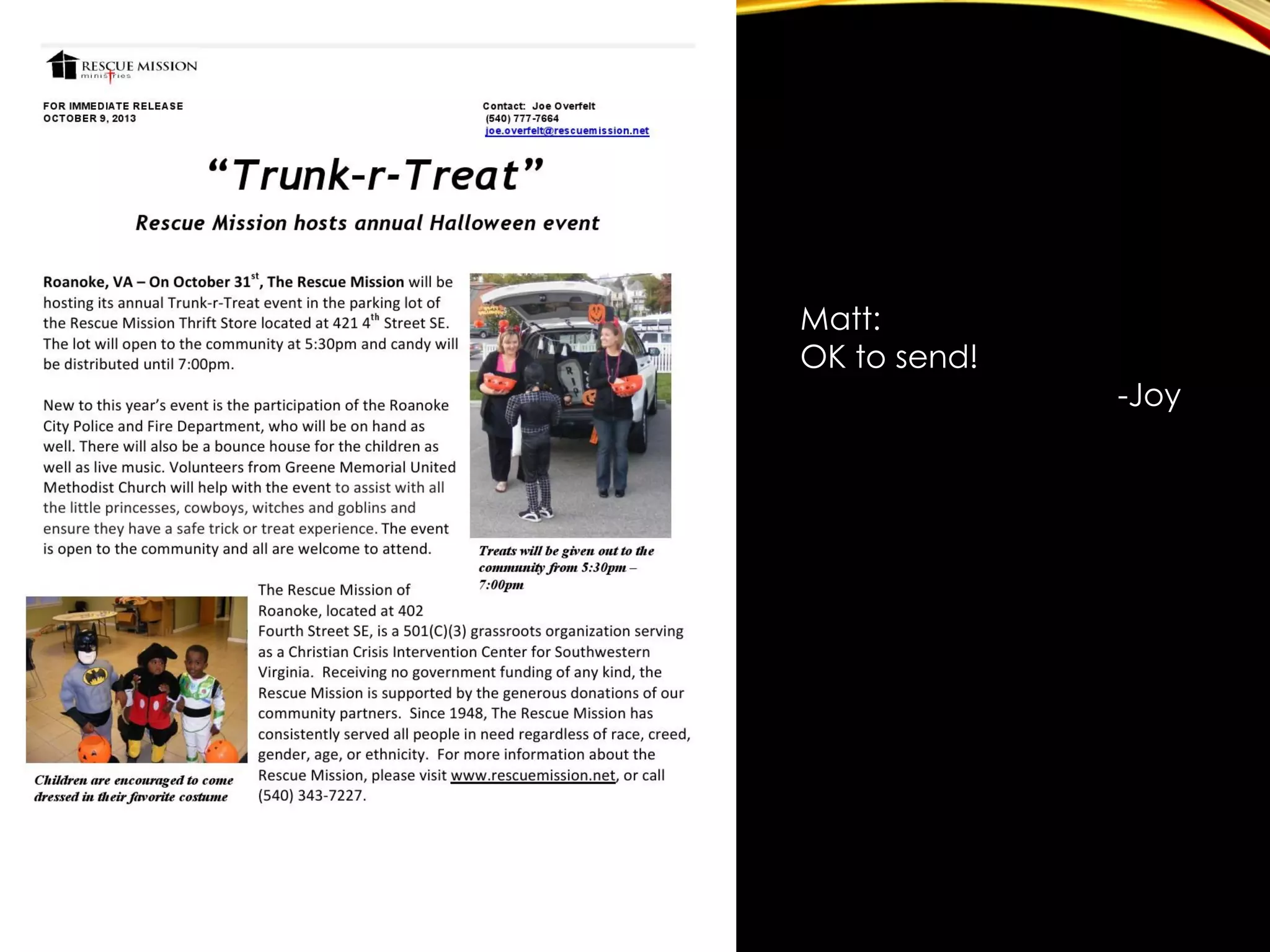 Matt:
OK to send!

-Joy

 