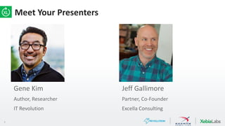 3
Gene Kim
Author, Researcher
IT Revolution
Jeff Gallimore
Partner, Co-Founder
Excella Consulting
Meet Your Presenters
 