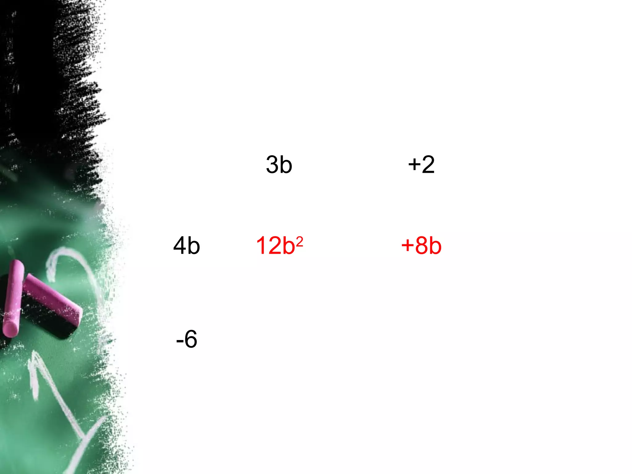 3b +2
4b 12b2
+8b
-6
 