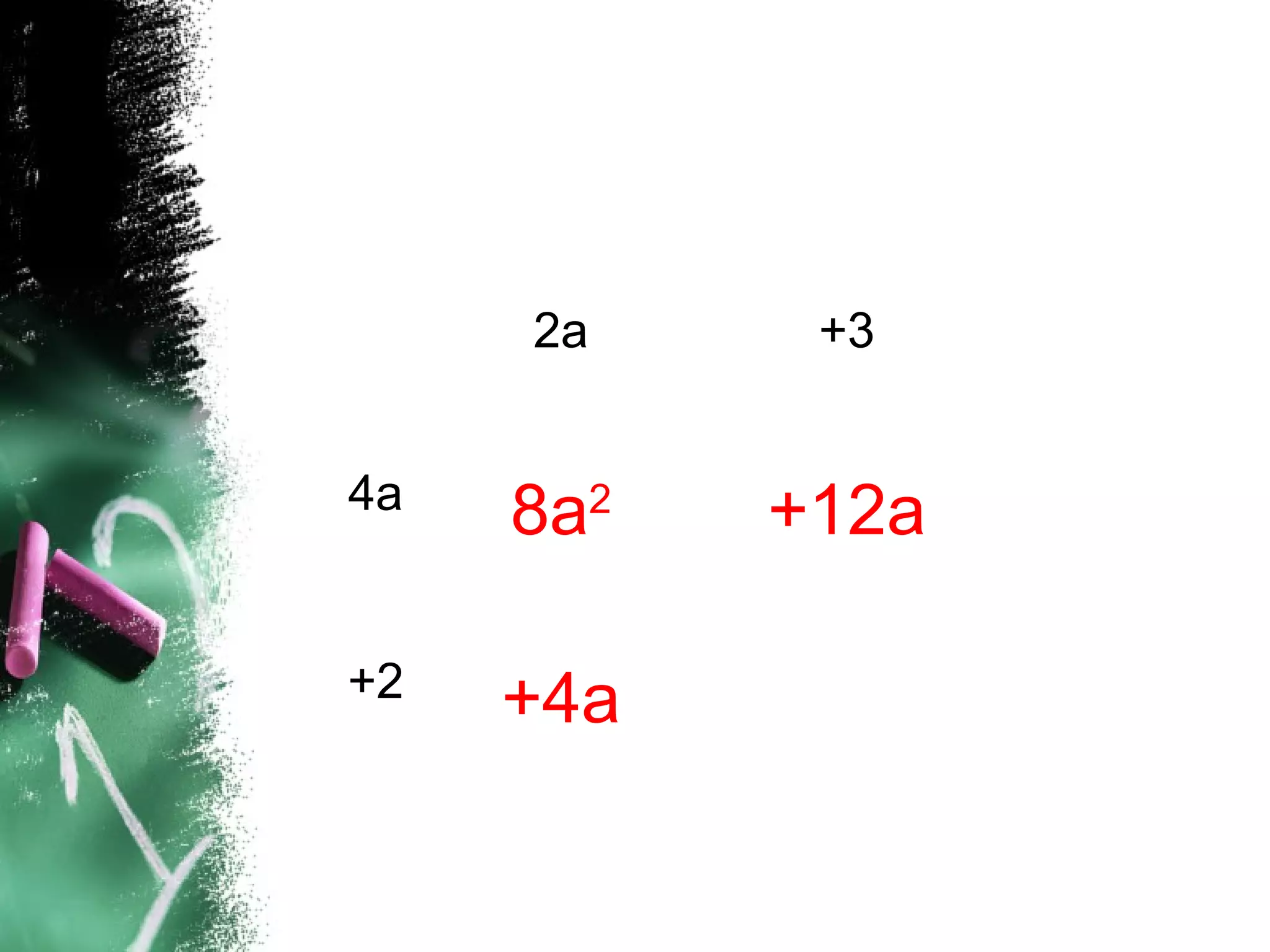 2a +3
4a 8a2
+12a
+2 +4a
 