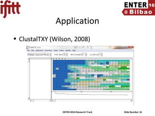 ENTER 2016 Research Track Slide Number 16
Application
• ClustalTXY (Wilson, 2008)
 
