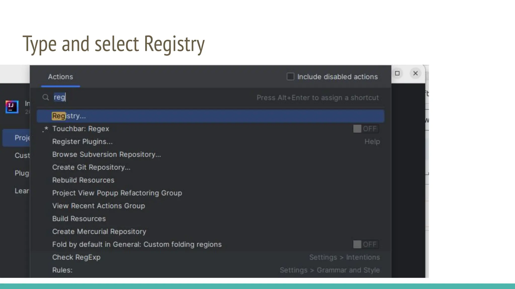 Type and select Registry
 