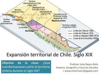 Expansión territorial de Chile. Siglo XIX
Objetivo de la clase: ¿Qué                           Profesor Julio Reyes Ávila
...