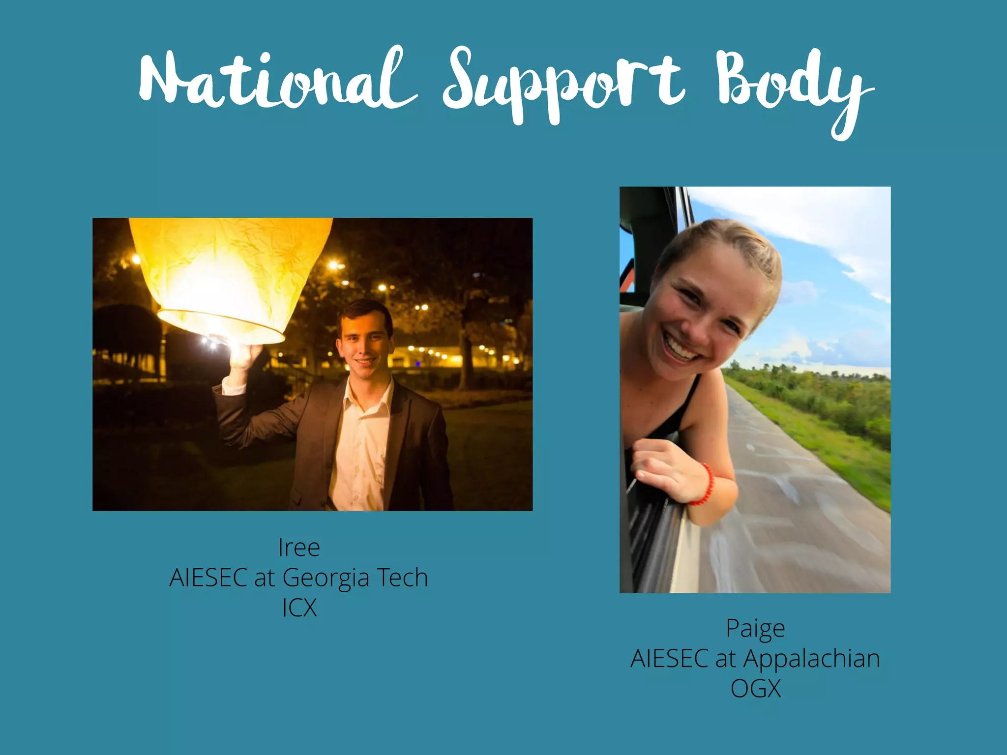 Iree
AIESEC at Georgia Tech
ICX
Paige
AIESEC at Appalachian
OGX