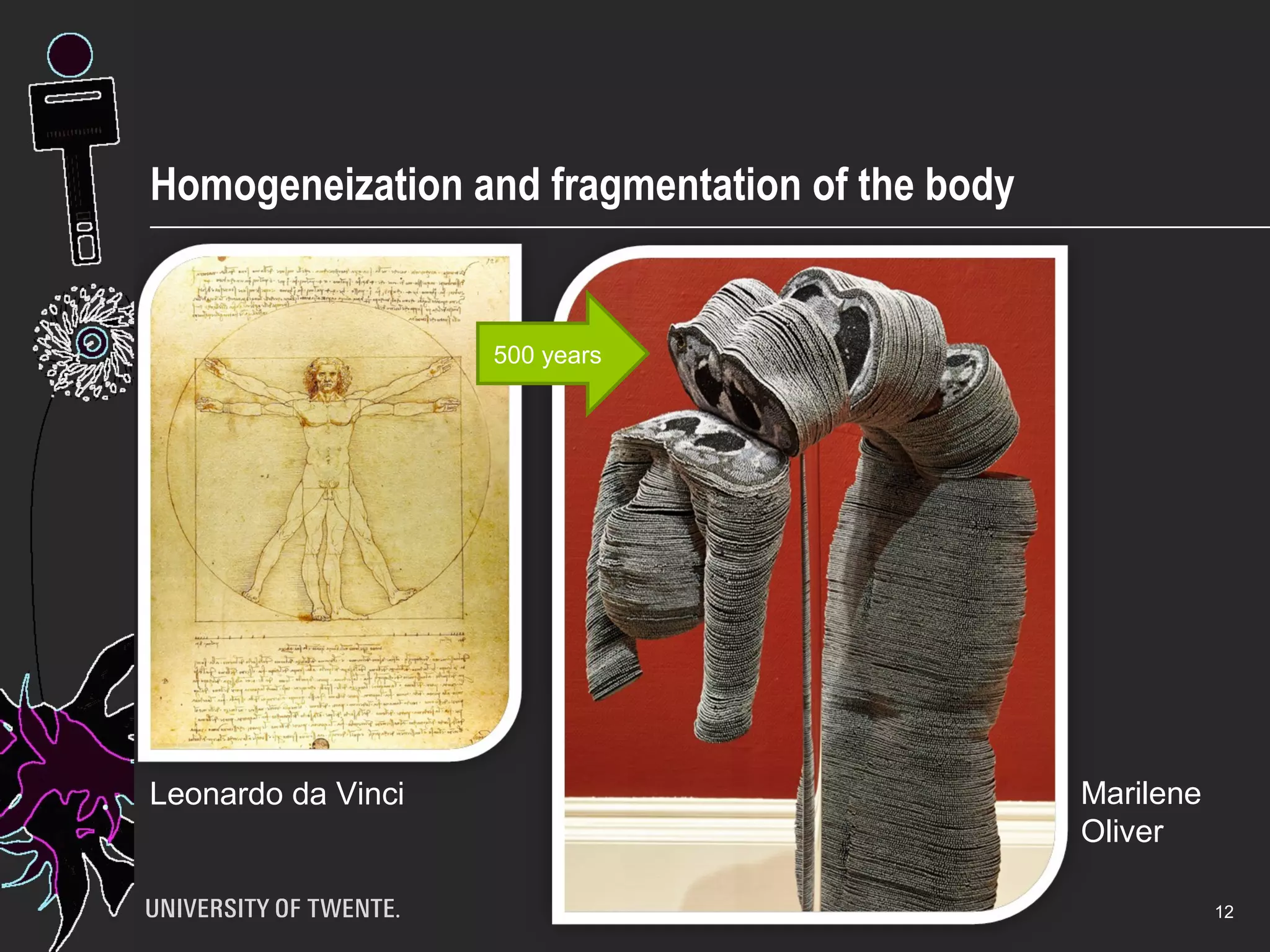 Homogeneization and fragmentation of the body
12
Marilene
Oliver
Leonardo da Vinci
500 years
 