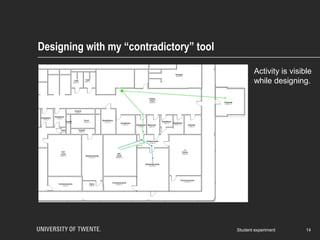 Designing with my “contradictory” tool
14Student experiment
Activity is visible
while designing.
 