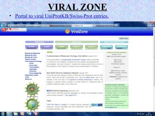 VIRAL ZONE
• Portal to viral UniProtKB/Swiss-Prot entries.
 