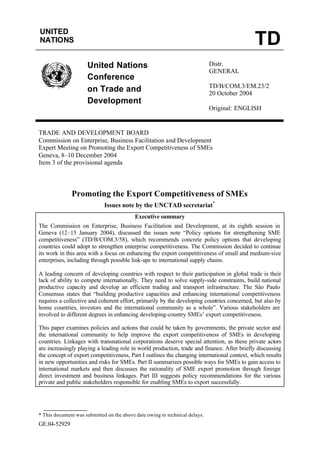 Promoting the Export Competitiveness of SMEs | PDF
