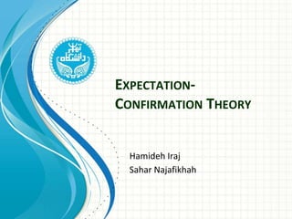 EXPECTATION-
CONFIRMATION THEORY
Hamideh Iraj
Sahar Najafikhah
 