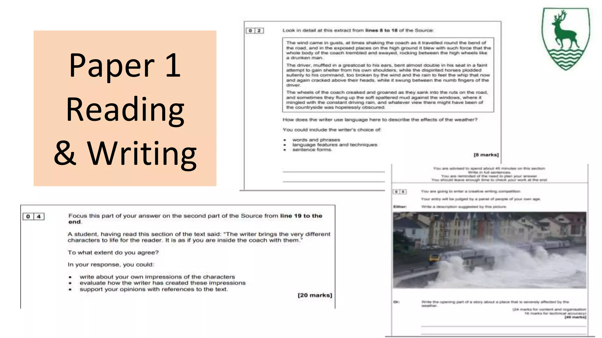 Paper 1
Reading
& Writing
 