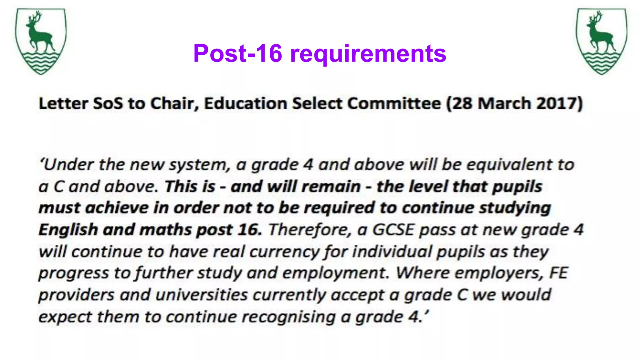 Post-16 requirements
 