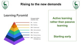 Rising to the new demands
Active learning
rather than passive
learning
Starting early
 