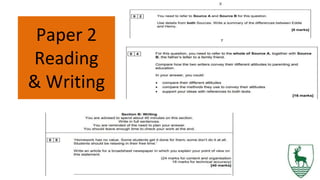 Paper 2
Reading
& Writing
 