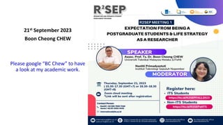 21st September 2023
Boon Cheong CHEW
Please google “BC Chew” to have
a look at my academic work.
 