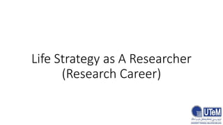 Life Strategy as A Researcher
(Research Career)
 