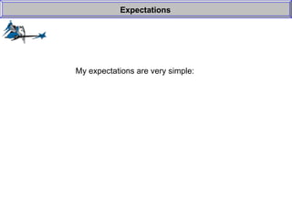 My expectations are very simple: Expectations 