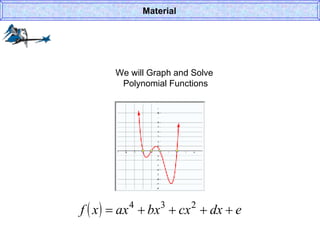 We will Graph and Solve  Polynomial Functions Material 