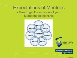 Expectations of Mentees
- How to get the most out of your
Mentoring relationship
 